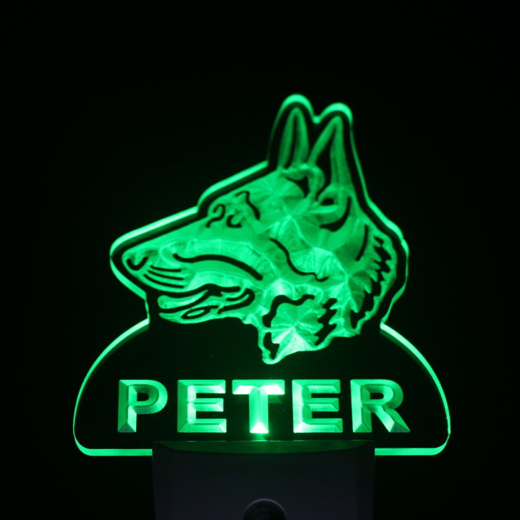 Personalized German Shepherd Dog Night Light with Day/Night Sensor - Custom LED Pet Sign for Bedroom, Nursery & Home Decor