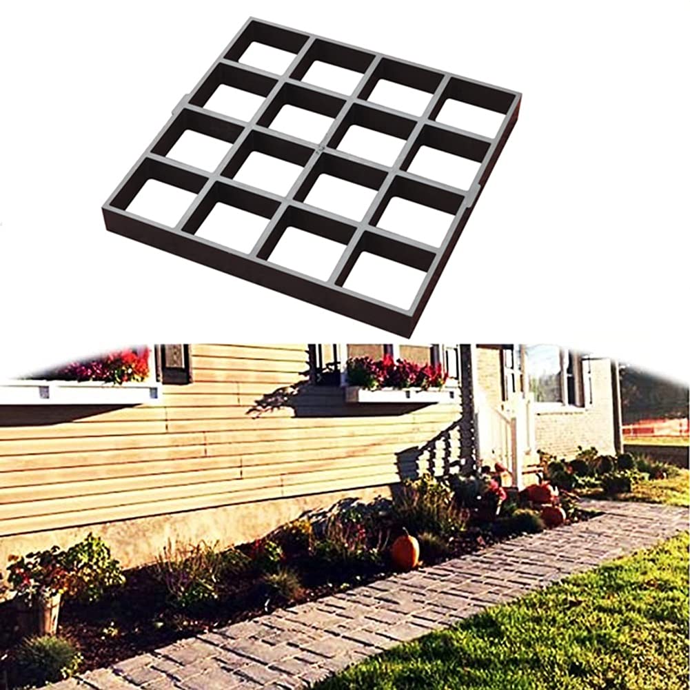 Reusable Concrete Path Maker Molds - DIY Stepping Stone Paver for Lawn, Patio, Yard & Garden Walkway (2-Pack, Black, 41.2x41.2x4.5cm) | Perfect for Creating Custom Pathways & Landscaping Designs