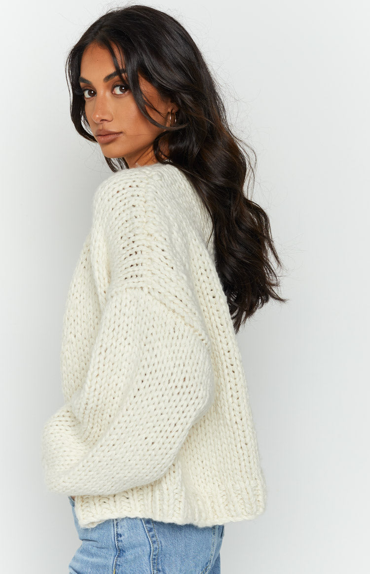 Bad Habits Cream Knit Cardigan Women's Soft Open Front Sweater - Perfect for Fall Layering, Coffee Dates & Cozy Evenings