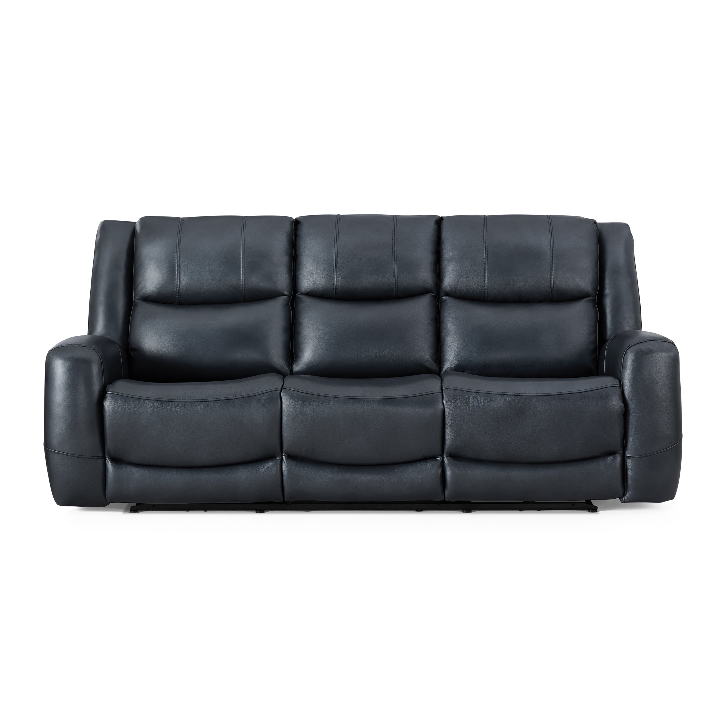 Roundhill Furniture Cozura Genuine Leather Power Dual Reclining Sofa - 3-Seater Living Room Couch with USB Charging for Home Theater & Family Relaxation