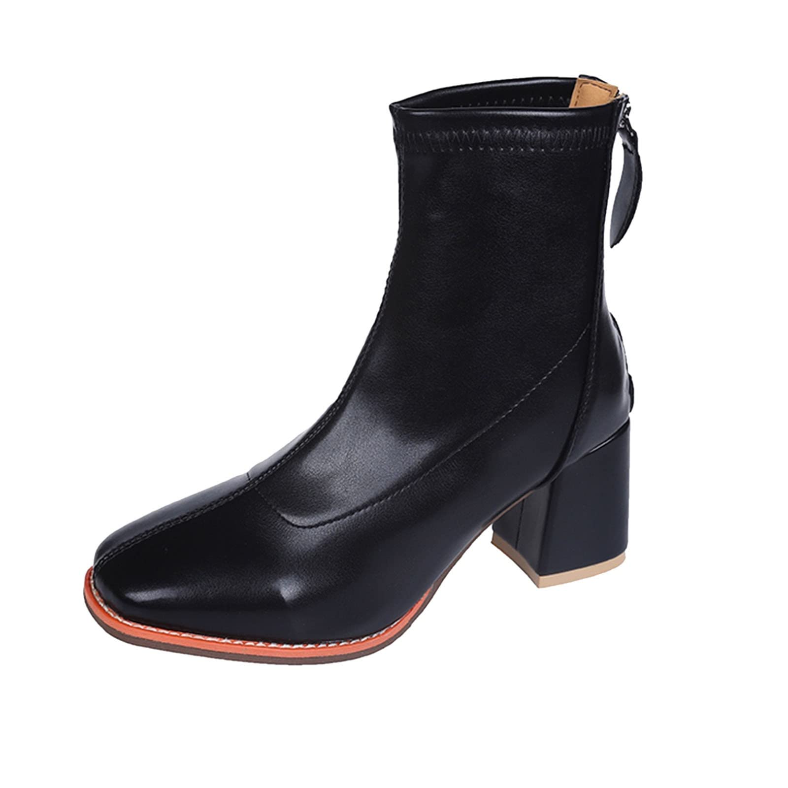 Women's Waterproof Bamboo Rain Boots Size 5 - Mid Heel Ankle Boots for Fall/Winter | Fashionable Solid Color Leather Boots for Women | Perfect for Rainy Days, Outdoor Activities & Casual Wear