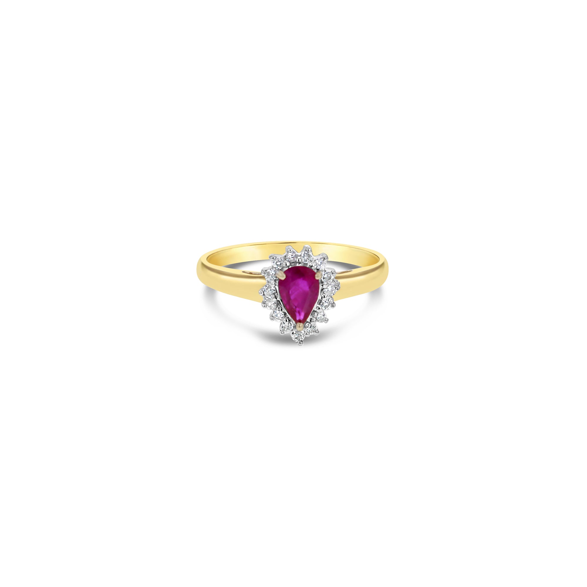 Exquisite Pear Shaped Ruby Diamond Halo Engagement Ring - 14K White Gold Vintage Style Jewelry for Women, Perfect for Anniversary, Proposal & Special Occasions