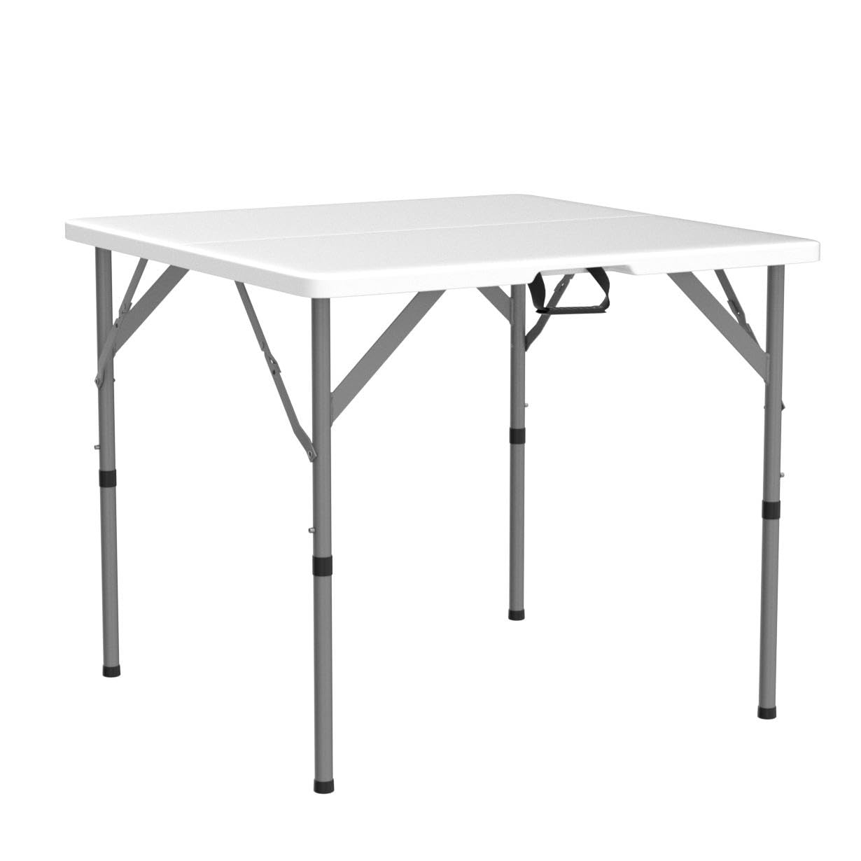 Flandre 34 Inch Foldable Square Table - Lightweight Portable Plastic Folding Table for Kitchen, Outdoor, Party, Wedding & Events - White Granite Finish - Perfect for Small Spaces, Picnics & Entertaining Guests