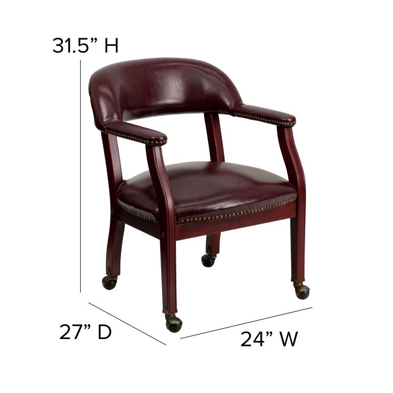 Premium FLASH Vinyl Conference Chair with Accent Nailhead Trim & Smooth-Rolling Casters - Ergonomic Office Chair for Executive Meetings, Home Office & Professional Workspaces