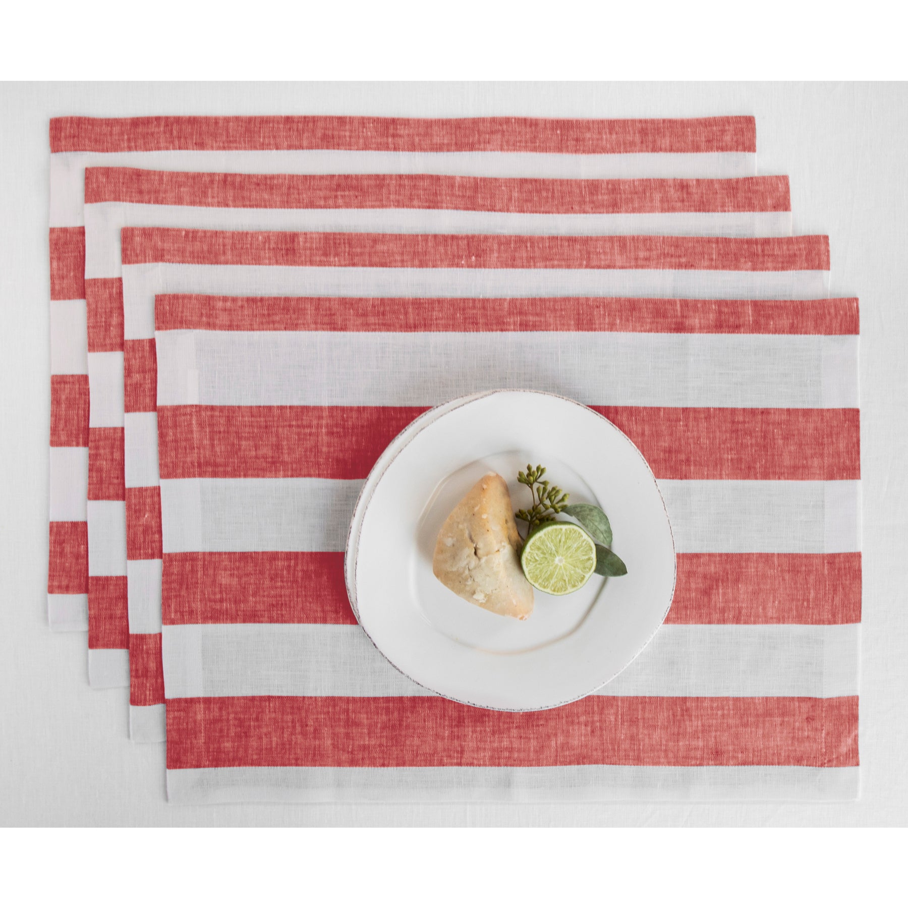 Premium Cabana Stripe Cotton Placemats Set of 4 - Waterproof & Washable Table Mats for Dining, Kitchen, and Outdoor Patio Decor