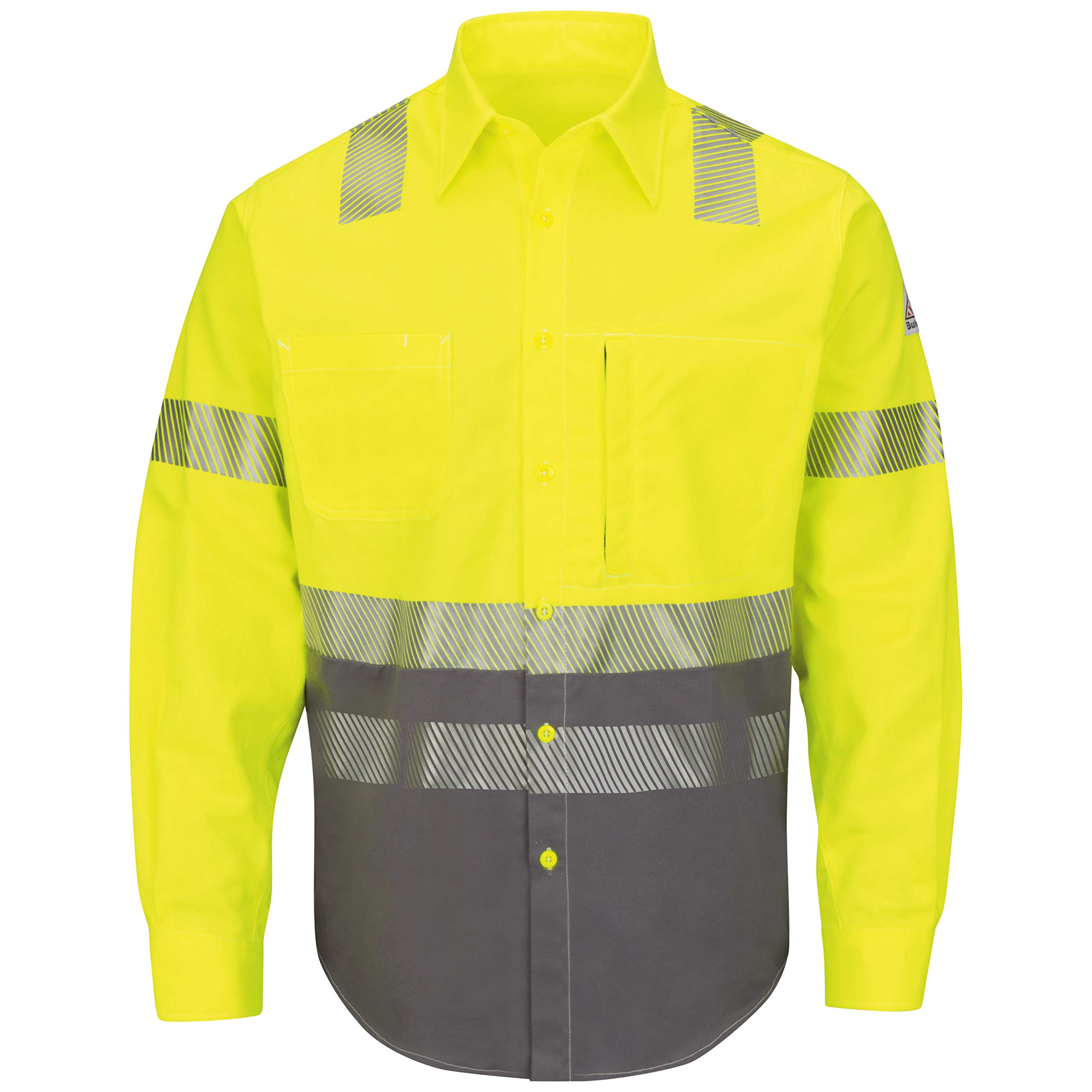 Bulwark FR Men's High-Visibility Color-Block Flame Resistant Work Shirt - Safety Uniform for Construction, Oil Rig & Utility Workers