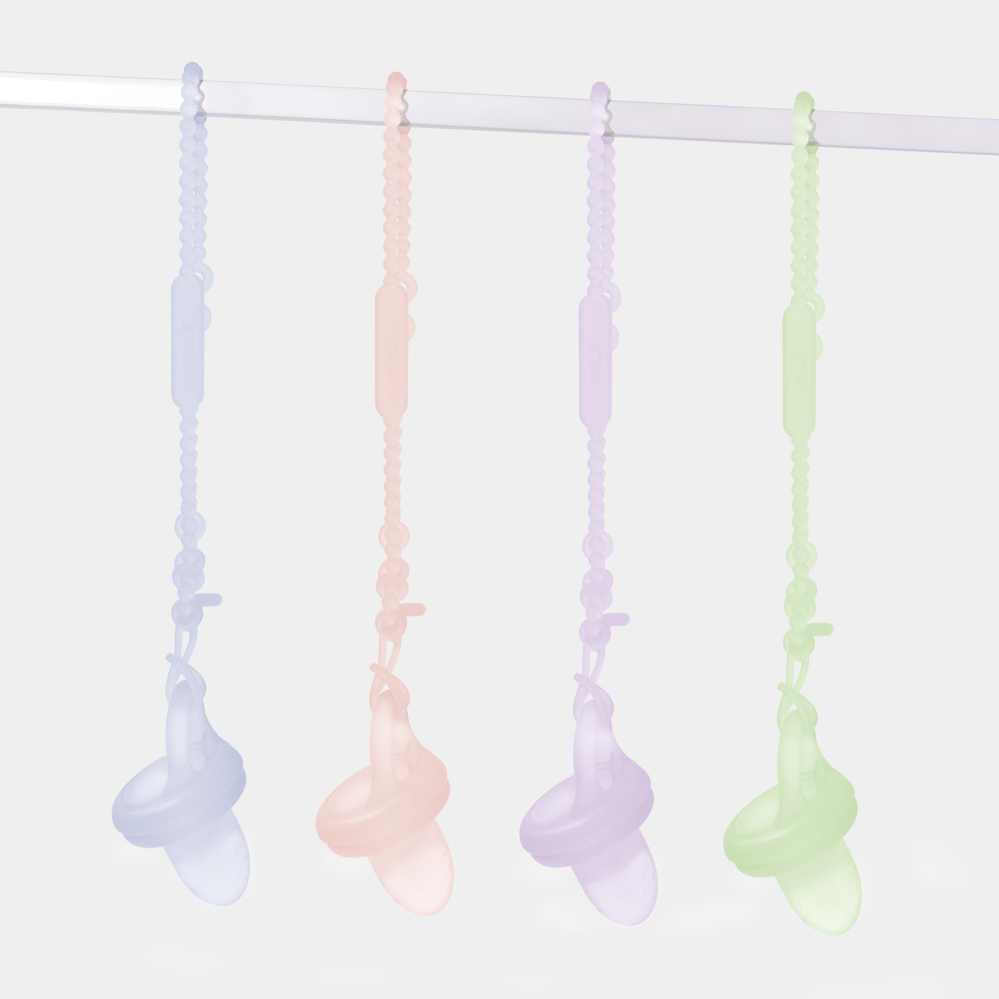 Olababy Silicone Baby Toy Straps - Secure Teethers, Sippy Cups, Bottles with Handles, Feeding Spoons to High Chairs, Strollers & Car Seats (2 Pack, Coral) - Perfect for Travel & On-the-Go Feeding Essentials