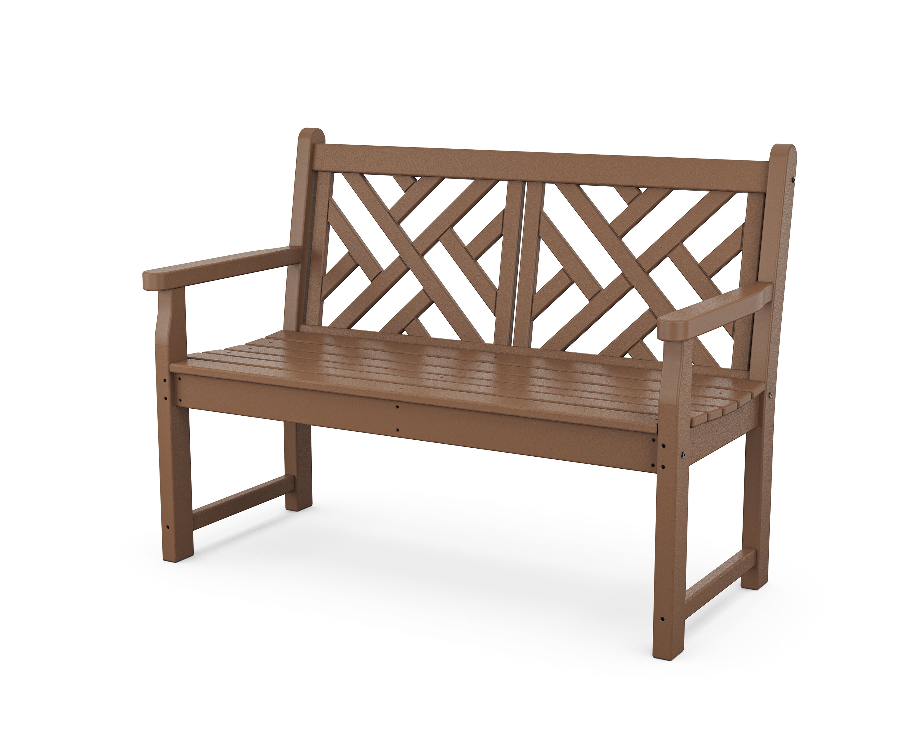 POLYWOOD Chippendale 48-Inch Outdoor Bench - Classic White Adirondack Style Garden Seating for Patio, Deck, or Poolside - Weather-Resistant Recycled Plastic Furniture