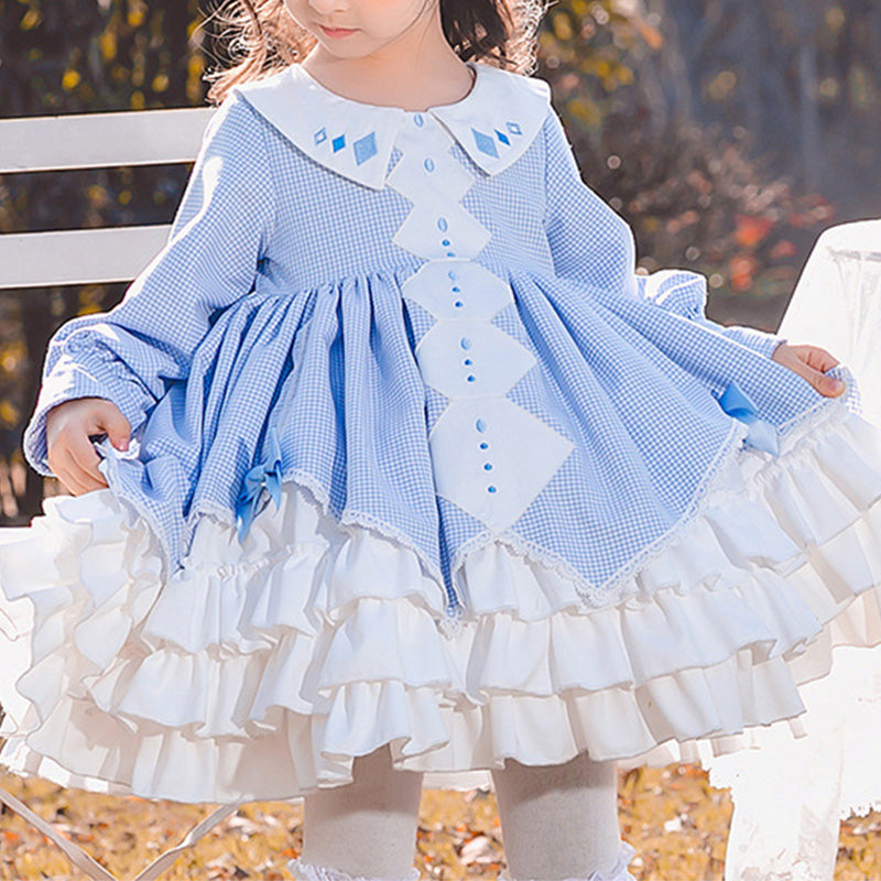 Lolita Baby Girl Princess Puffy Dress with Lattice Design - Perfect for Birthday Parties, Photo Shoots & Special Occasions