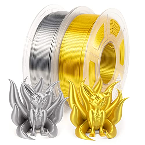 Premium IEMAI Silk PLA Filament 1.75mm for 3D Printing - High Dimensional Accuracy +/-0.02mm, Shiny Metallic Gold & Silver Dual Color, 2kg(4.4lbs) Spool - Perfect for Cosplay Props, Jewelry Making and Home Decor Projects