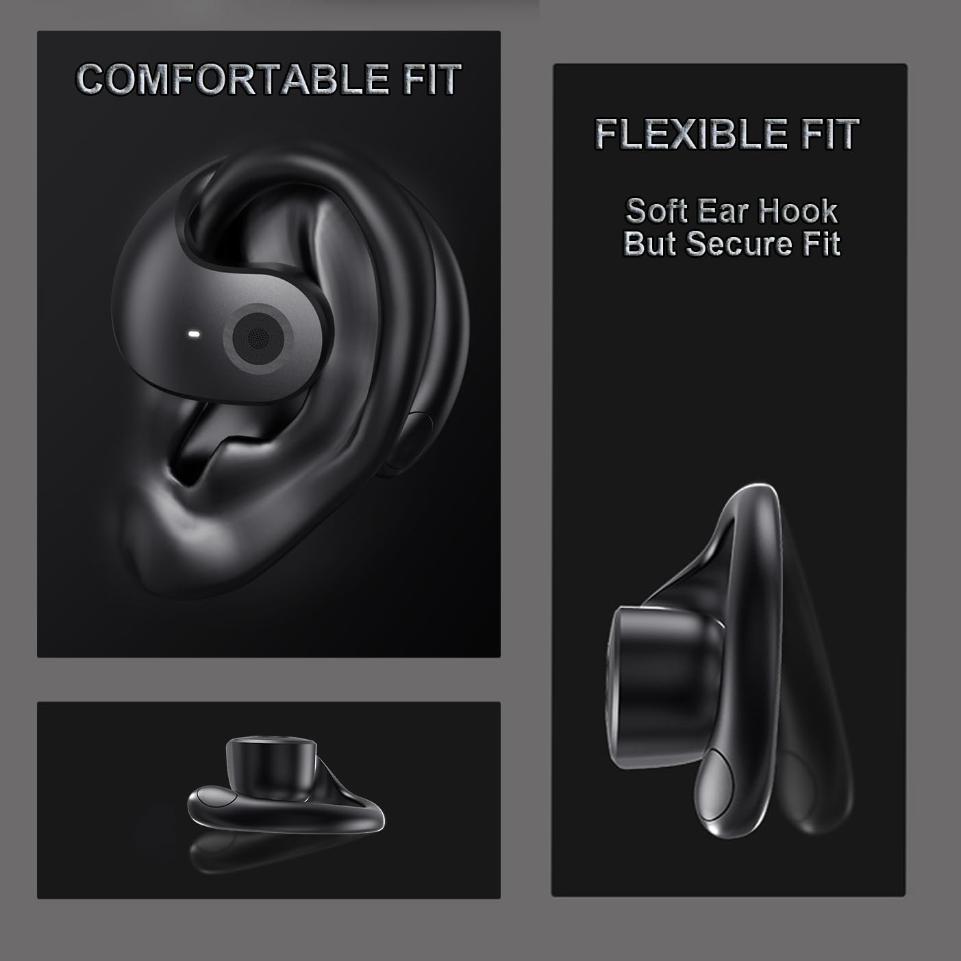 Open Ear Wireless Bluetooth Earbuds - Bone Conduction Headphones with Air Conduction Tech, Over-Ear Hanging Design for Running, Cycling & Outdoor Sports
