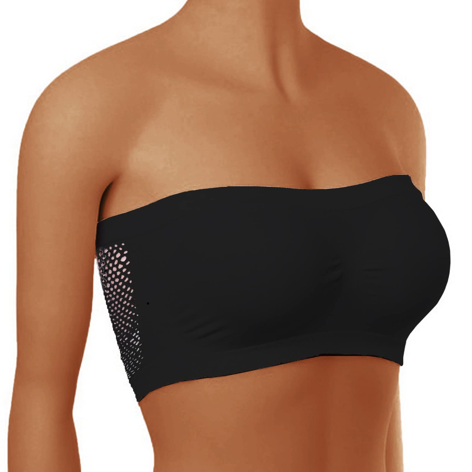 Women's Strapless Sports Bra - Breathable Uppen Support No Show Bra for Yoga, Running & Casual Wear | Comfortable Loose Fit Workout Top