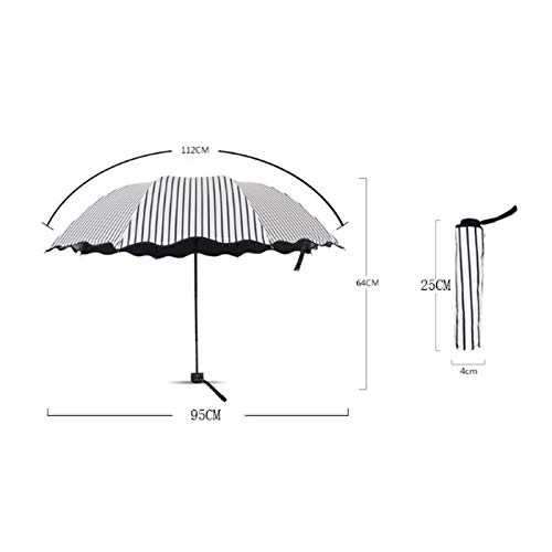 UV Protection Striped Travel Umbrella - Compact & Lightweight for Outdoor, Beach, and Daily Commute