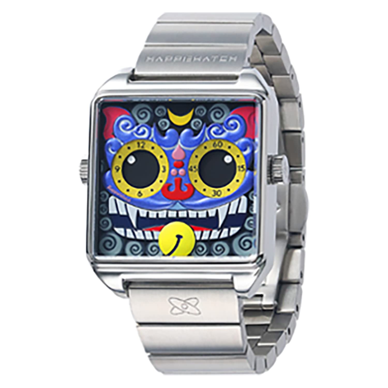 HappieWatch Foo Dog Series Dual Quartz Watch - Japanese Movement, Sapphire Crystal, 3D Effect Dial, 2 Interchangeable Straps - Perfect for Business, Casual & Formal Occasions