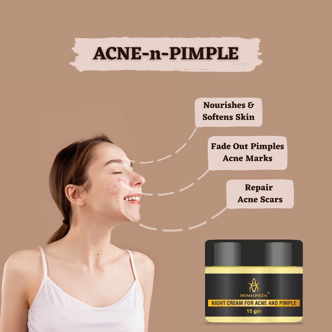 Homeoveda Handmade Acne & Pimple Removal Cream - Treats Acne Scars, Dark Spots & Blemishes with Saffron & Aloe Vera - 15g | Clear Skin Solution for Daily Face Care & Acne Treatment