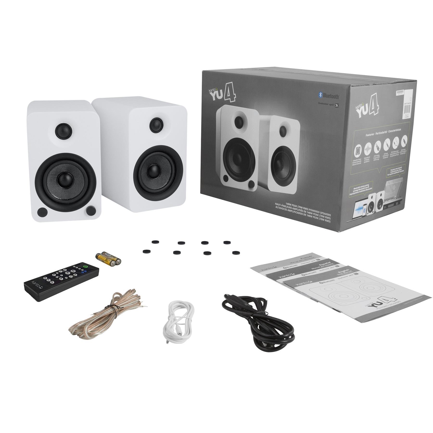 Kanto YU4 Premium Powered Desktop Speakers with Bluetooth 5.0, Phono Preamp - High-Fidelity Audio for Home Office, Gaming & Music Listening