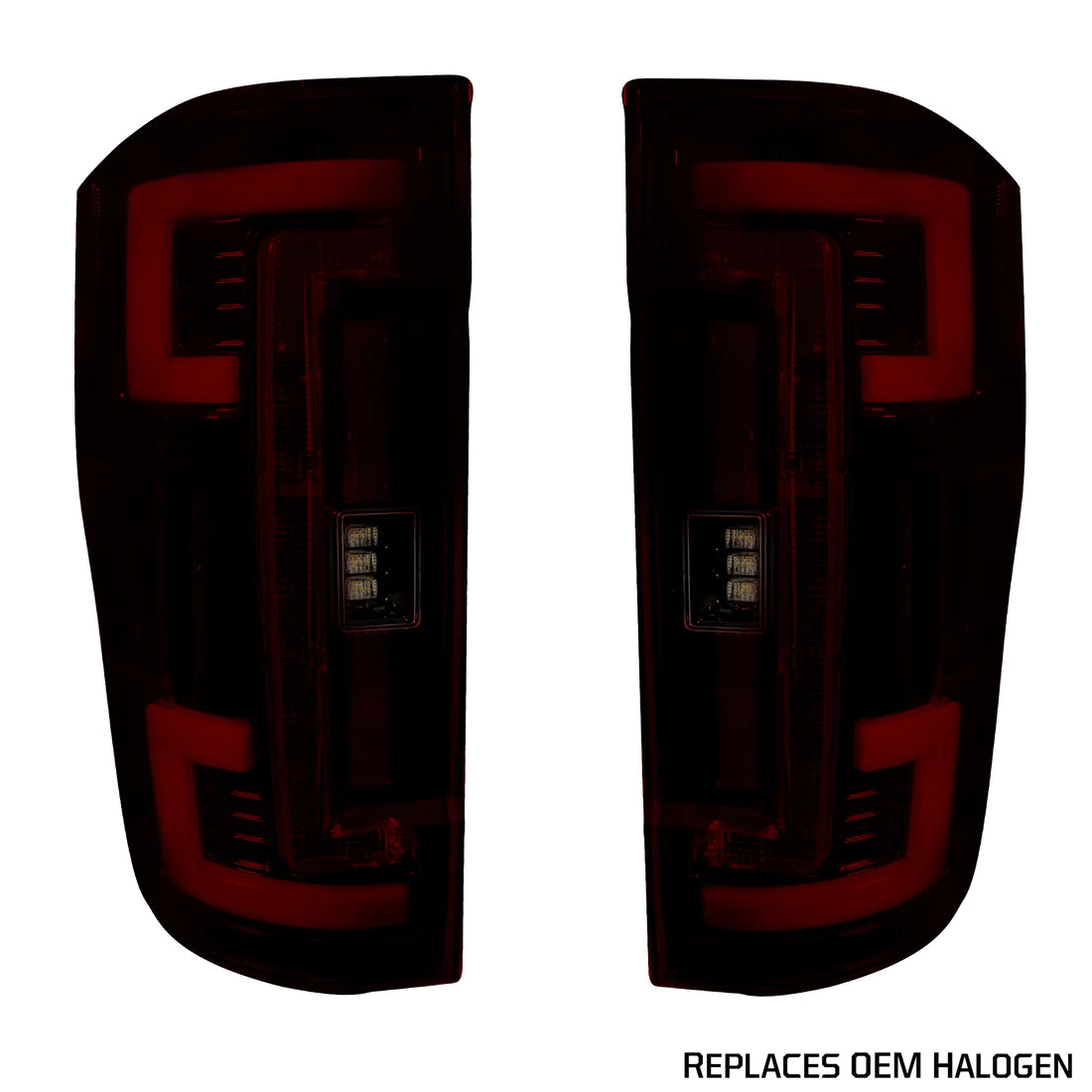Ford Super Duty 2017-2019 Replacement OLED Tail Lights - Dark Red Smoked Lens - Direct OEM Fit - Upgrade for Trucks & Off-Road Adventures