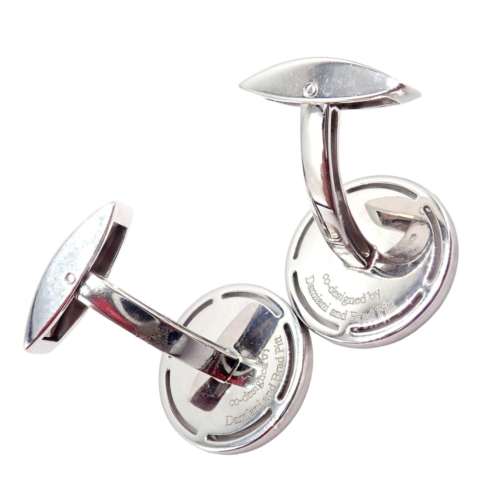 Authentic Damiani Brad Pitt 18k White Gold Diamond Black Onyx Cufflinks for Men - Luxury Gift for Weddings, Business & Formal Events