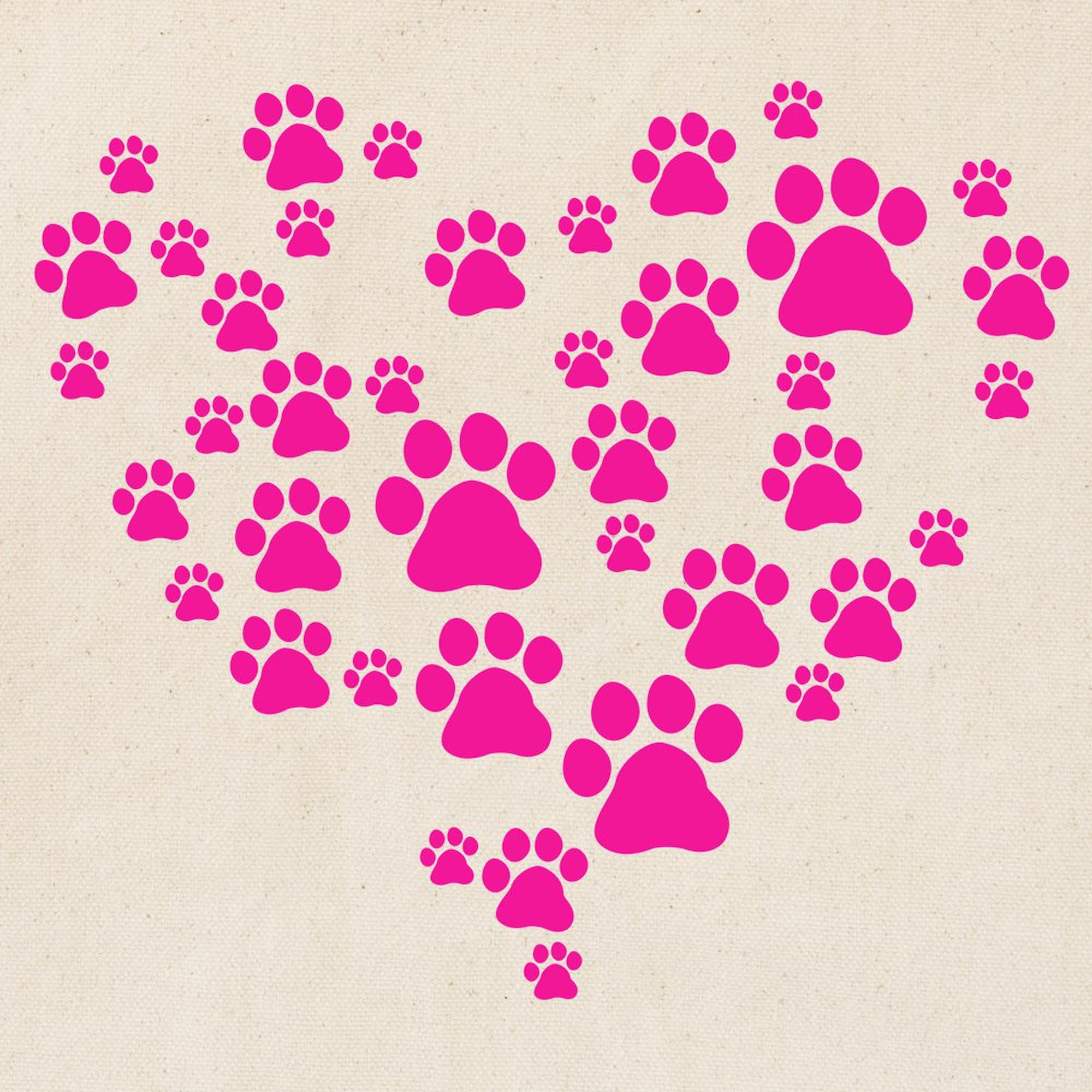 Heart Of Paw Prints Natural Canvas Tote Bag - Eco-Friendly Reusable Shopping Bag for Pet Lovers | Perfect for Groceries, Beach Trips & Daily Use