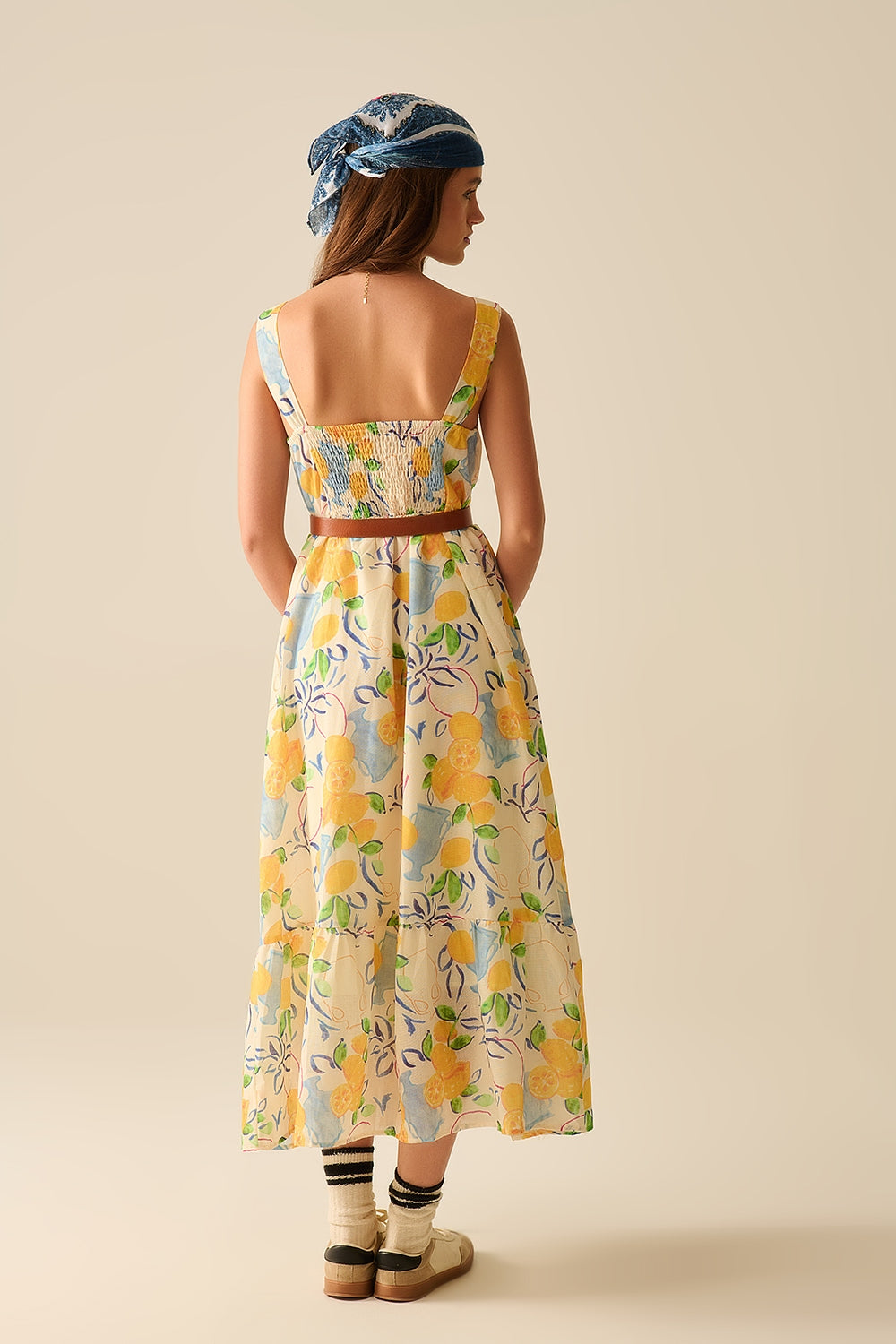 Strapless Maxi White Dress with Lemon Print - Perfect for Summer Beach Vacations, Weddings & Casual Outings