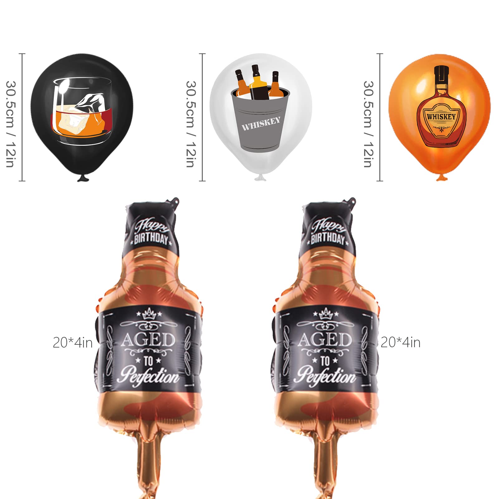 19-Piece Whisky Balloons Kit - Beer Themed Birthday Party Supplies for Aged to Perfection & Oktoberfest Decorations (Gold & Black) - Perfect for Whiskey Tasting Parties, Bachelor Celebrations & German Beer Festivals