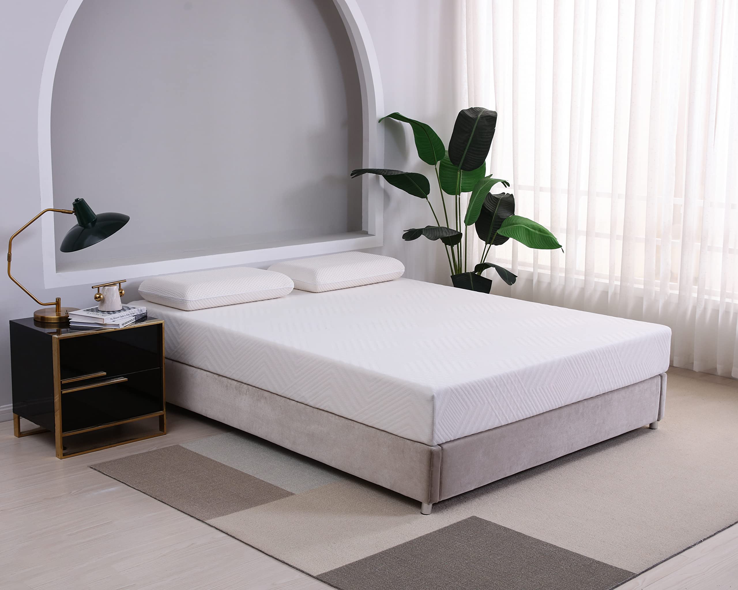 MLILY 8-Inch Green Tea Memory Foam Mattress - Cooling Gel Infused, CertiPUR-US Certified, Medium Firm Queen Size Mattress in a Box | 100% Made in USA | Perfect for Bedroom, Guest Room & Dorm Comfort