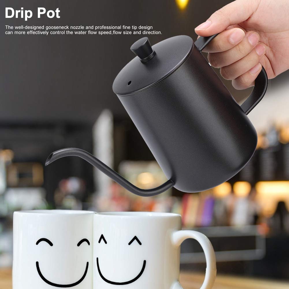 Premium Stainless Steel Pour Over Coffee Kettle - Yosoo Narrow Spout Drip Coffee Pot for Home Brewing, Camping & Travel (350ml, Black) | Perfect for Specialty Coffee, Tea & Outdoor Adventures