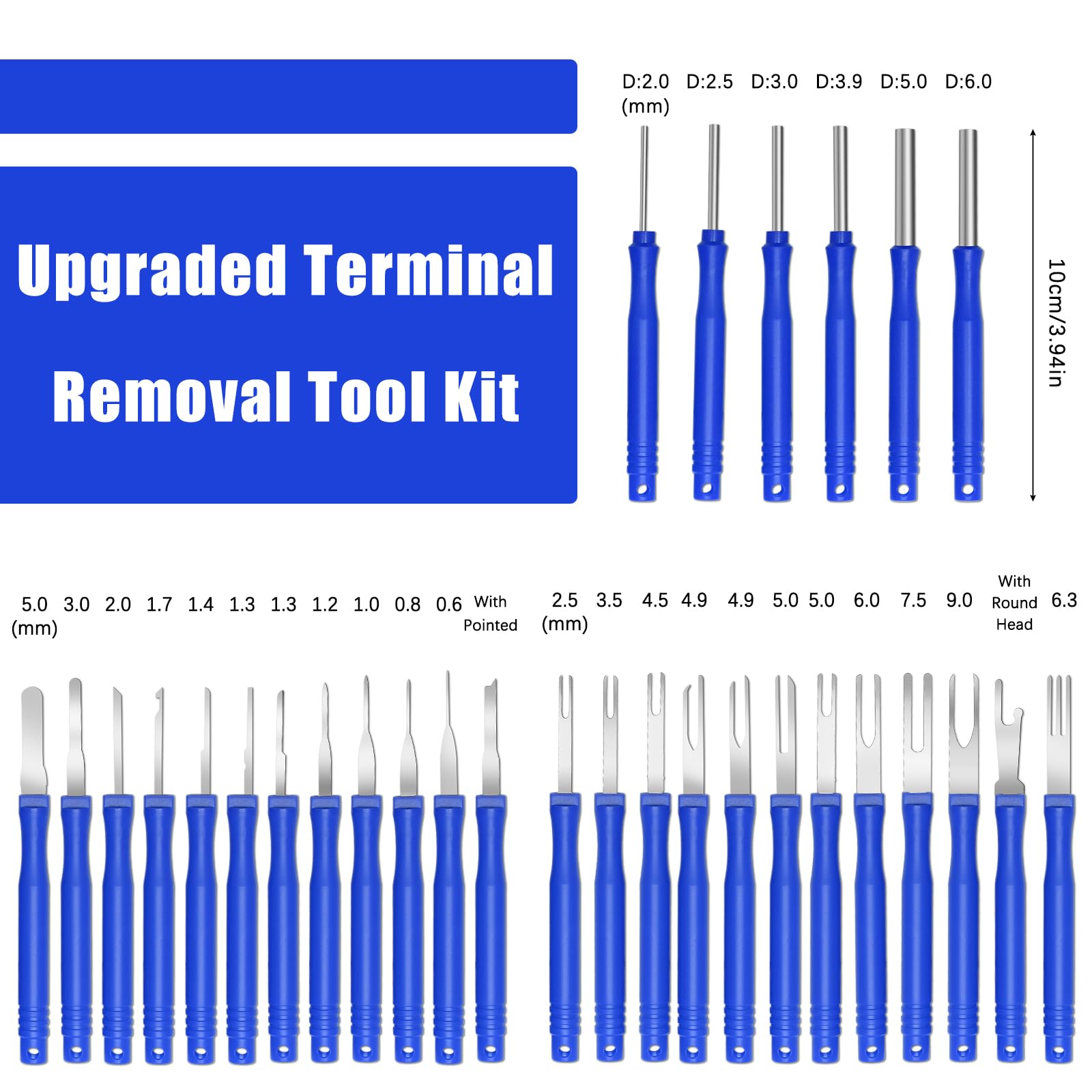 34Pcs Automotive Terminal Removal Tool Kit - Electrical Pin Extractor Set for Wire Connectors | Professional Car & Home Device Repair Tools (Blue) - Ideal for DIY Mechanics & Electrical Work