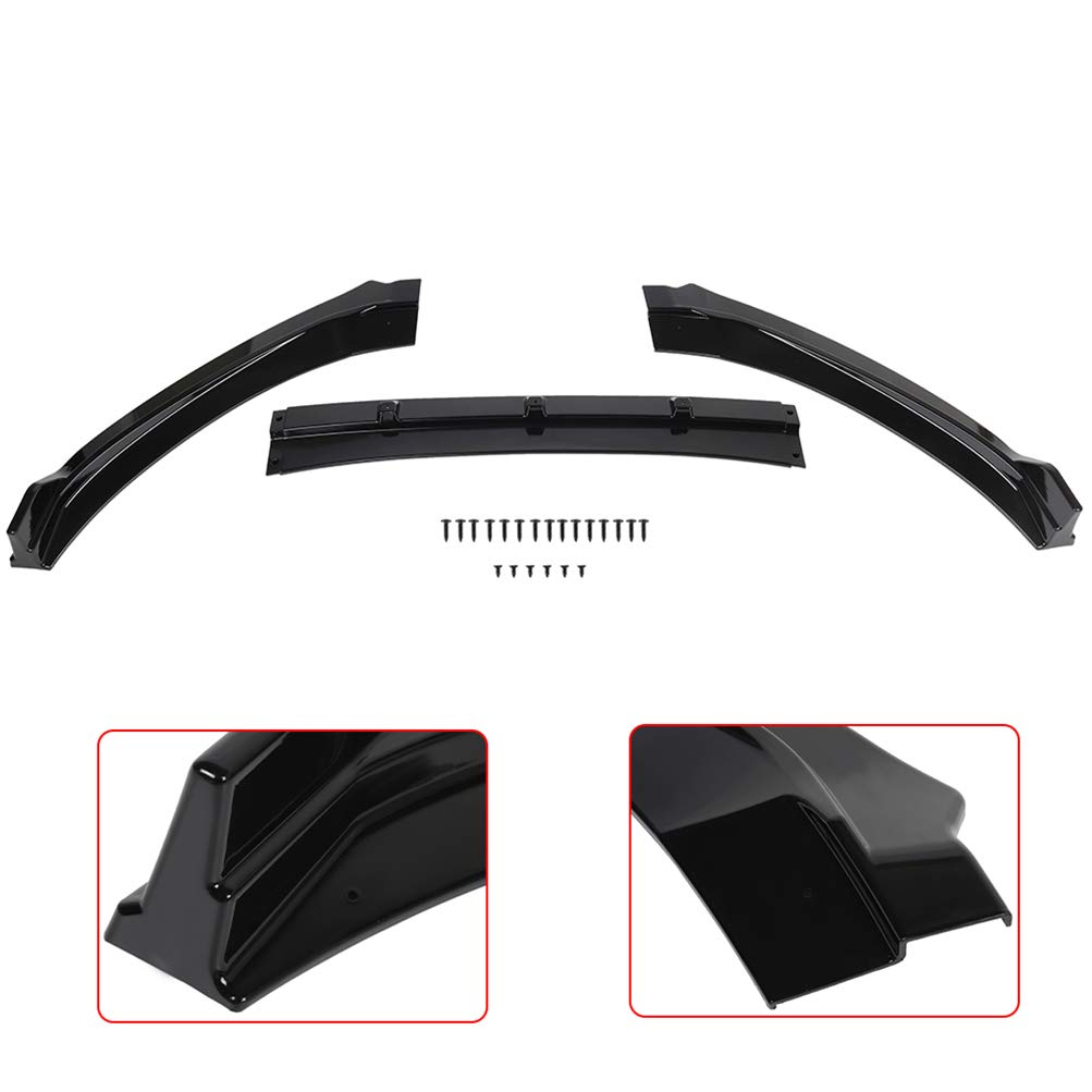 OCPTY 3PCS Front Bumper Lip Spoiler Splitter Kit for Hyundai Elantra 2017-2023 - Durable ABS Plastic Car Body Styling Accessory - Enhances Aerodynamics & Sporty Look for Street Racing & Custom Builds