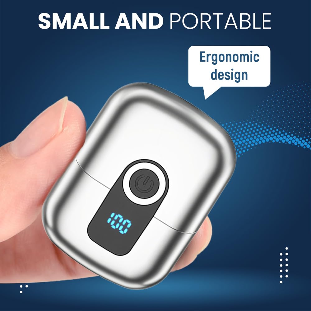 Mini Portable Electric Shaver for Men - USB Rechargeable Travel Razor with Fast Charging & Digital Display - Compact Shaving Solution for Home, Car, Business Trips & On-The-Go Grooming (Black)