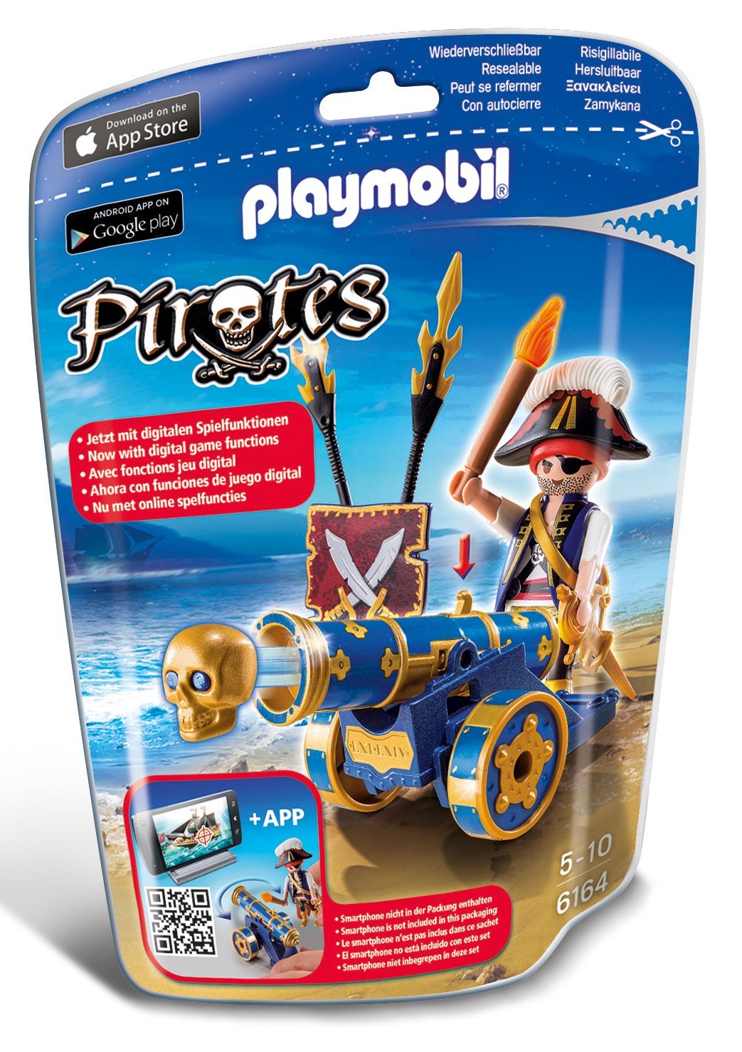 Playmobil Blue Interactive Pirate Cannon Toy Set with Building Kit - Perfect for Pirate-Themed Playtime and Adventure Role-Playing Games
