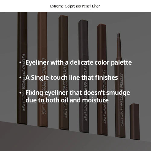 CLIO Extreme Gelpresso Pencil Eyeliner 0.35g - Long Lasting Waterproof Smudge Proof Eye Liner for Precise Winged Liner & Tightlining - Perfect for Everyday Makeup & Special Occasions
