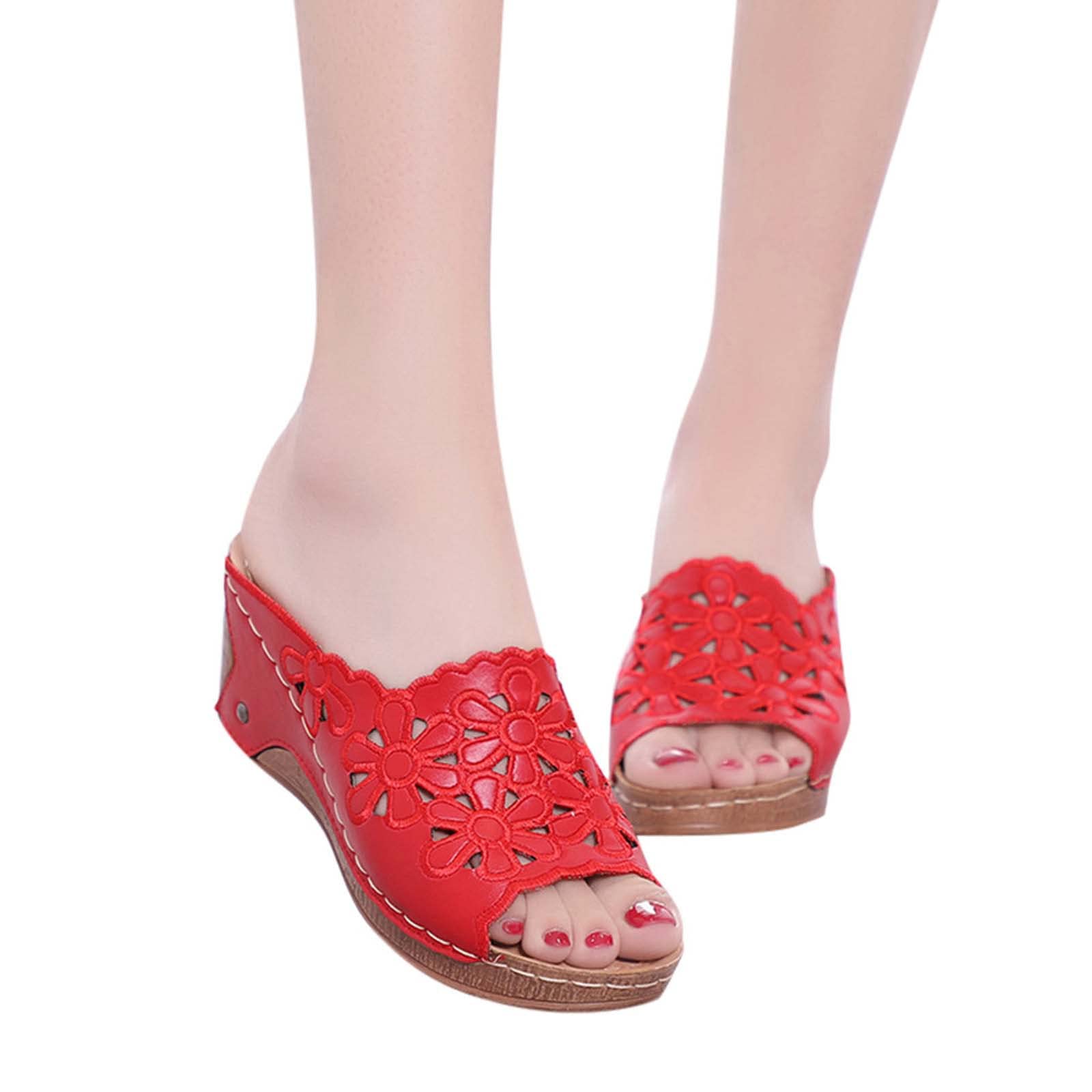 Stylish Women's Open Toe Wedge Sandals - Breathable Hollow Out Design Summer Casual Slip-On Platform Shoes | Perfect for Beach, Vacation, and Everyday Wear