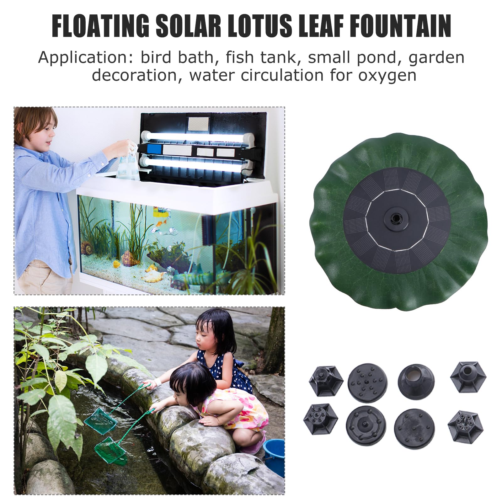 YARNOW Floating Solar Fountain - Lotus Leaf Shape Solar Powered Water Pump for Bird Baths, Garden Ponds & Outdoor Decor (7.87 Inch, Green) | Perfect for Backyard, Patio & Wildlife Water Features