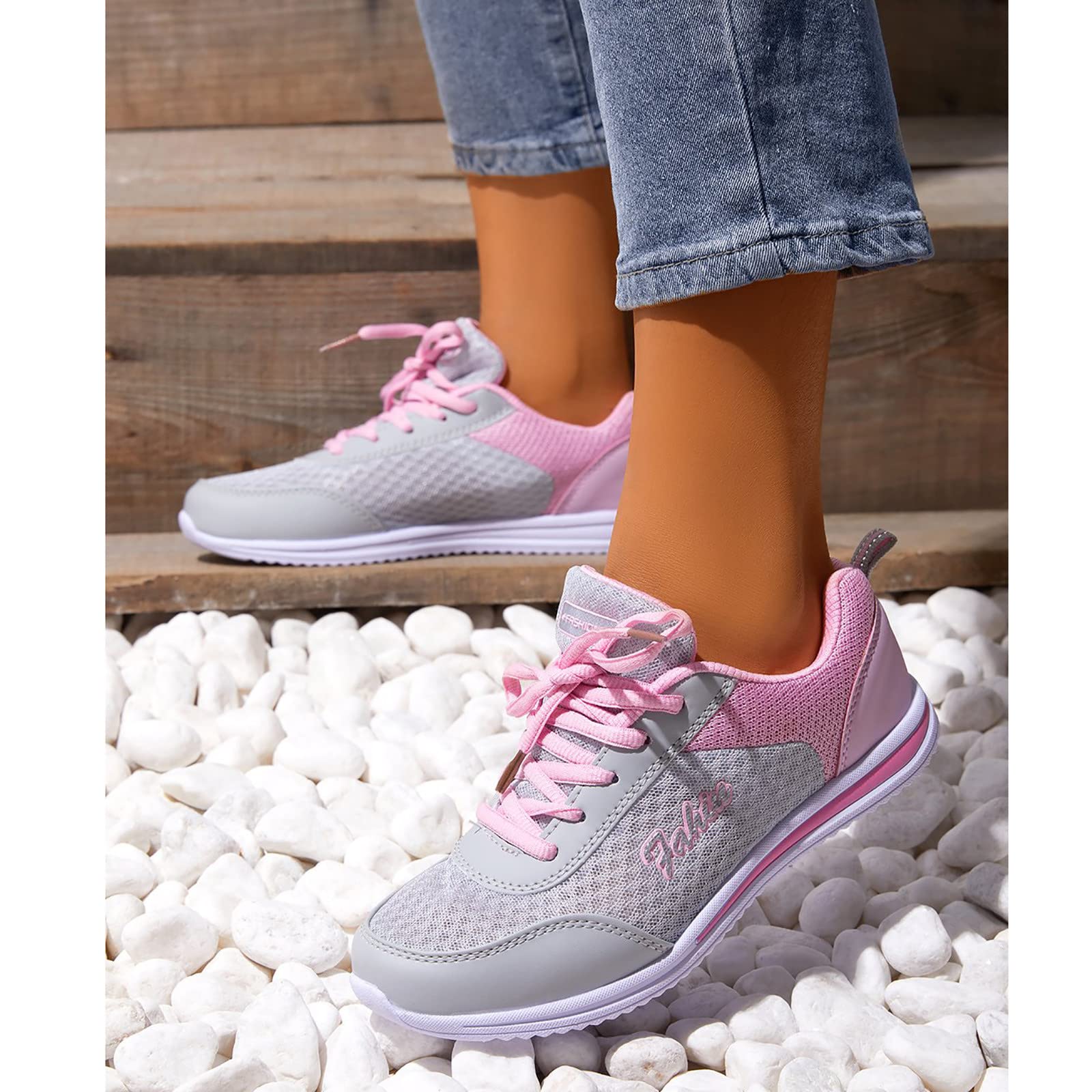 Women's Black Casual Athletic Shoes - Slip-Resistant Waterproof Sneakers for Workout, Nursing & Everyday Wear | Comfortable Non-Slip Walking Shoes for Women