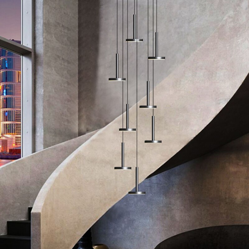Luxury Designer Arc Staircase Chandelier - Elegant Modern Lighting Fixture for Grand Foyers, Stairwells & High-End Home Decor