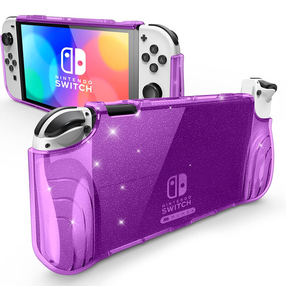 Mumba Thunderbolt Series Glitter Bling Protective Case for Nintendo Switch OLED 2021 - Shockproof TPU Grip Cover Compatible with 7