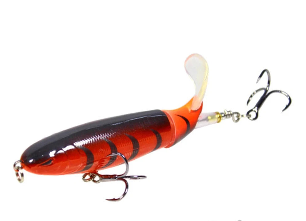 Whopper Popper Fishing Lure - Soft Rotating Tail Artificial Bait for Bass, Trout & Pike - Topwater Fishing Lures for Freshwater & Saltwater