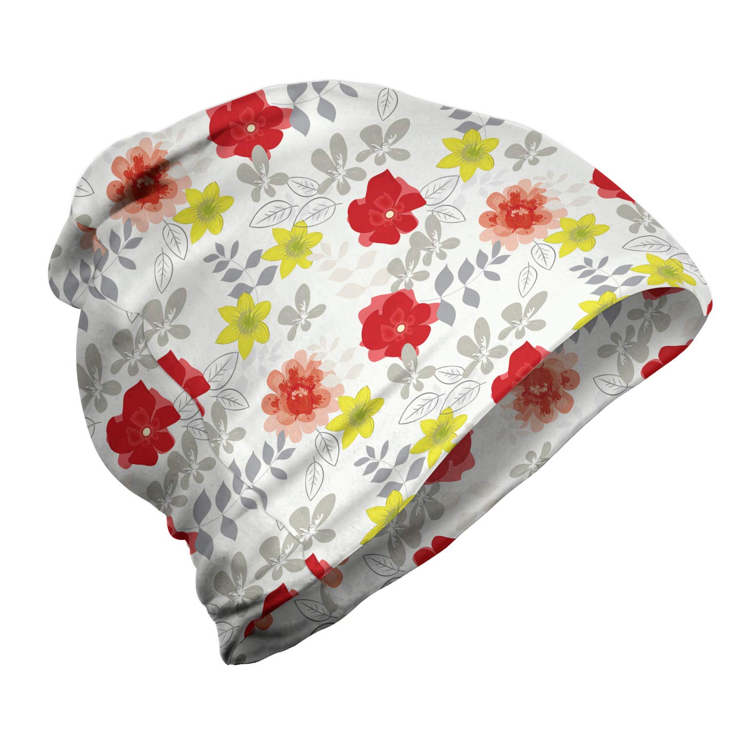 Ambesonne Unisex Beanie - Floral Summer Design for Men & Women | Warm Knit Hat for Hiking, Camping & Outdoor Winter Activities