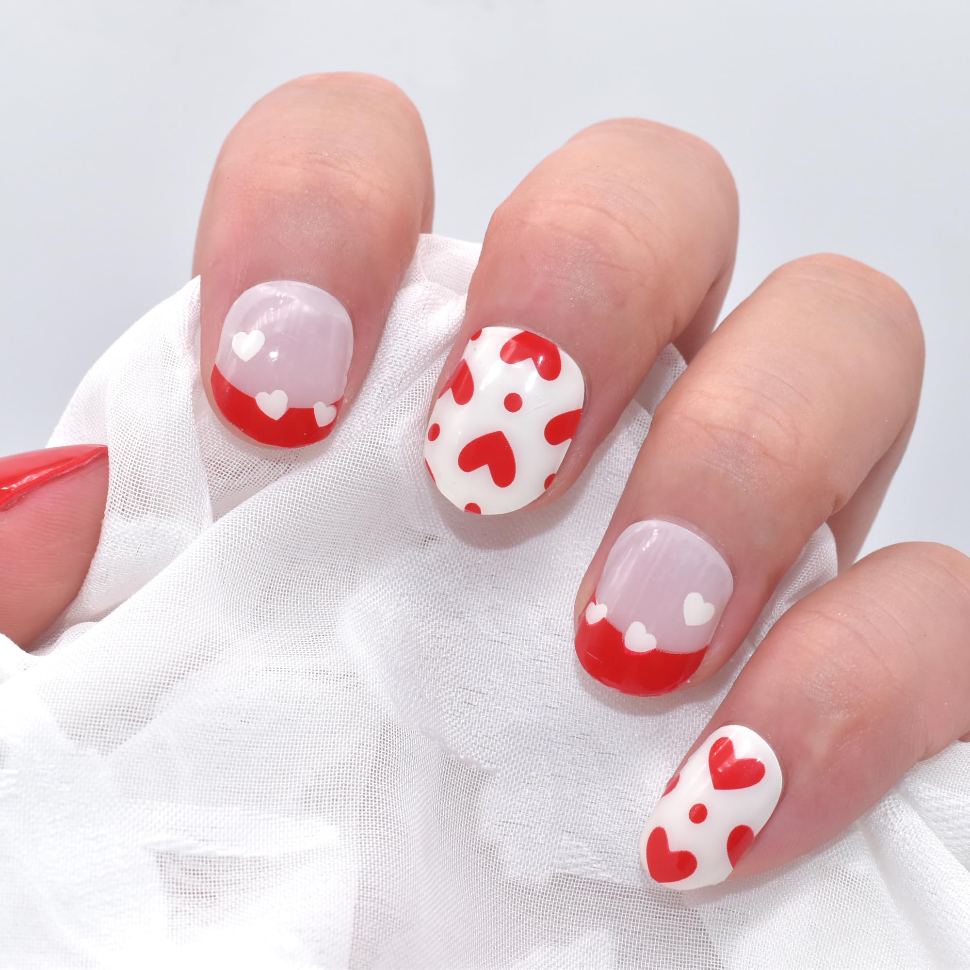 Valentine's Day Gel Nail Stickers - Red Heart Nail Art Wraps for Women | Long Lasting Salon Quality Manicure Decals | Perfect for Date Night, Bridal Showers & Romantic Occasions