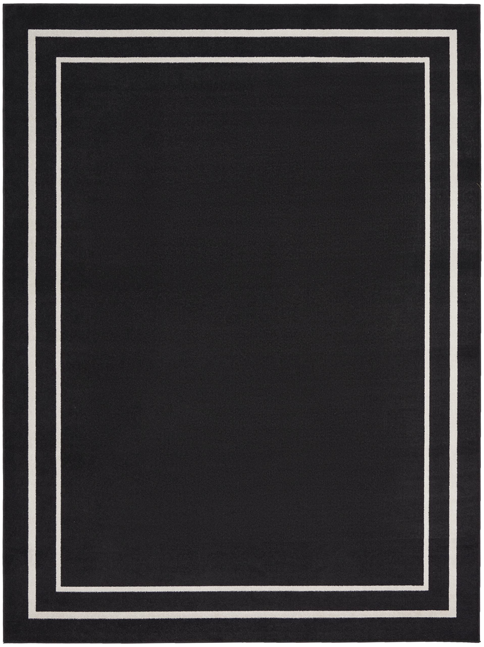 Nourison Essentials 8' x 10' Indoor/Outdoor Area Rug - Black Ivory, Easy to Clean, Non-Shedding for Bedroom, Living Room & Dining Room | Perfect for Backyard, Deck & Patio Use