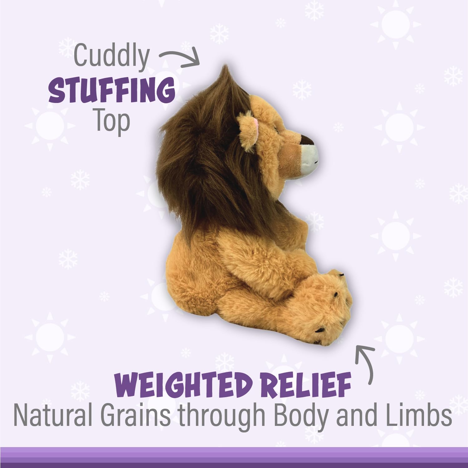 1i4 Group Warm Pals - Lavender Scented Lion Plush Toy - Soft Stuffed Animal for Kids & Adults - Microwaveable Heating Pad for Bedtime Comfort, Stress Relief & Anxiety Aid - Perfect for Cuddling, Gifts & Nursery Decor