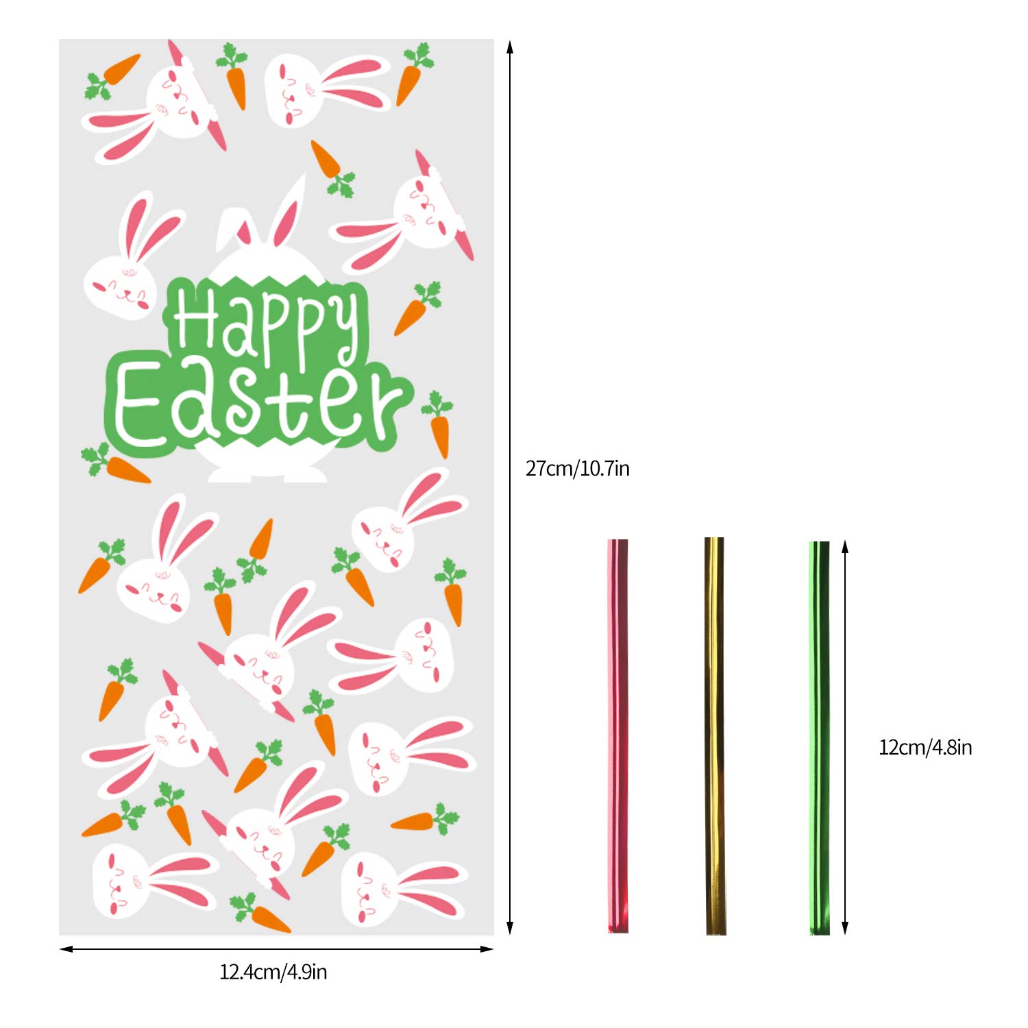 STEFORD 120PCS Clear Easter Cellophane Bags for Candy, Cookies & Treats - Perfect for Easter Party Favors, Gift Wrapping & Holiday Decorations