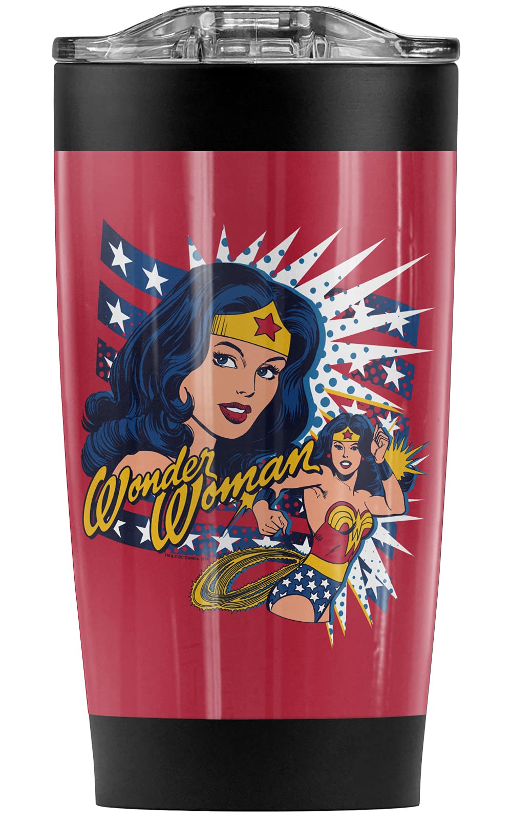 Wonder Woman Pop Art Stainless Steel Tumbler 20oz - Vacuum Insulated Coffee Travel Mug with Leakproof Sliding Lid | Double Wall Insulation for Hot & Cold Drinks | Perfect for Office, Gym, Camping & Commuting