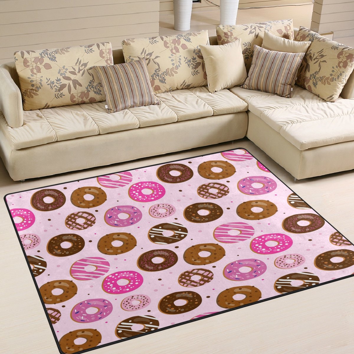 ALAZA Cute Donut Polka Dot Christmas Area Rug - 5'3