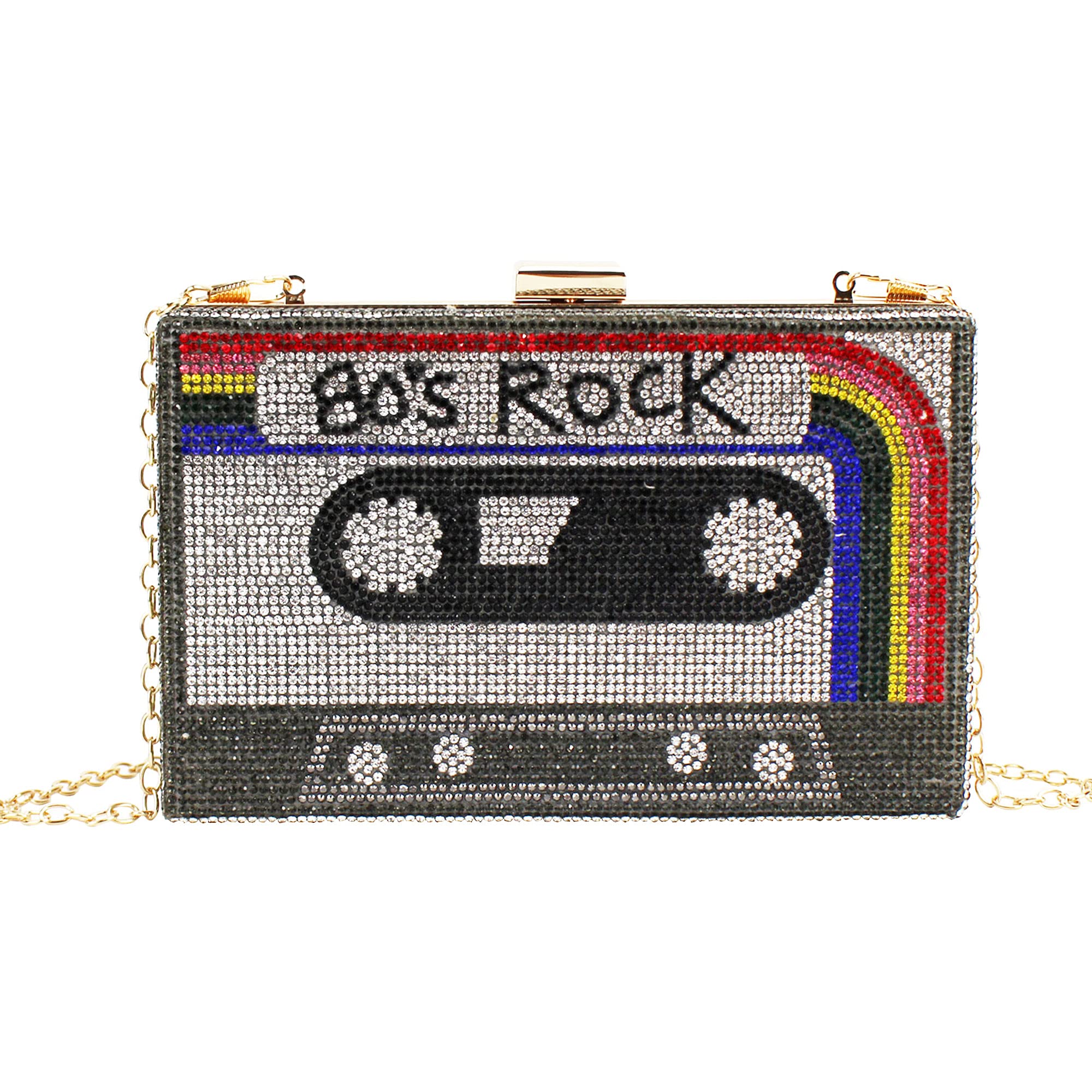 Vintage Retro Radio Shape Crossbody Bag for Women - PU Leather & Metal Evening Clutch Purse - Perfect for Parties, Concerts & 1950s Themed Events