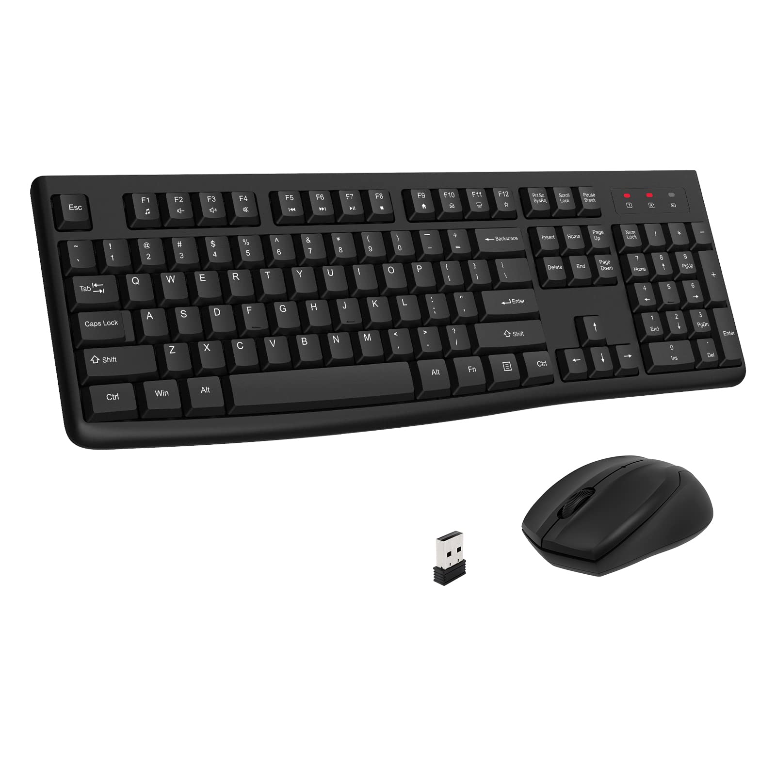 EDJO Wireless Keyboard and Mouse Combo - 2.4GHz Full-Sized USB Optical Mouse & Computer Keyboard for Windows/Mac, Compatible with Laptop, Desktop, PC - Perfect for Office Work, Gaming, and Home Computing