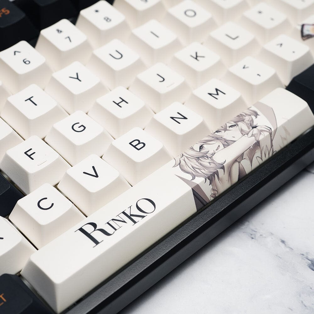 Z Review Rinko Touch Cherry Profile Keycaps Set - PBT Dye-Sub Keycap Set for Mechanical Keyboards (87/104/108 Keys) - Perfect for Gaming, Typing & Office Work