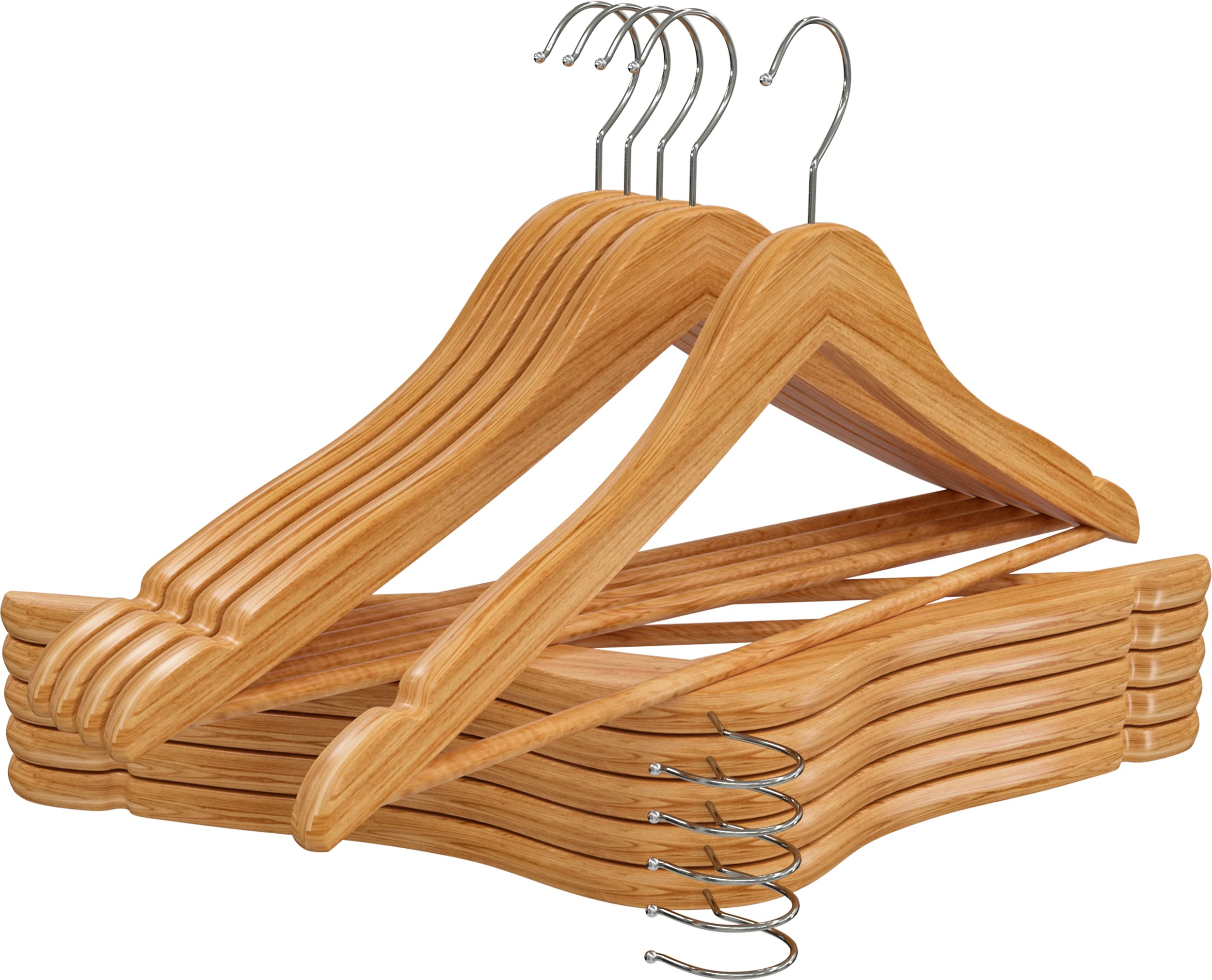 Utopia Home Premium Wooden Hangers 20 Pack - Durable Slim Coat & Suit Hangers with 360° Rotatable Hook & Shoulder Grooves (Natural Wood Color) - Perfect for Closet Organization, Wardrobe Storage & Garment Protection