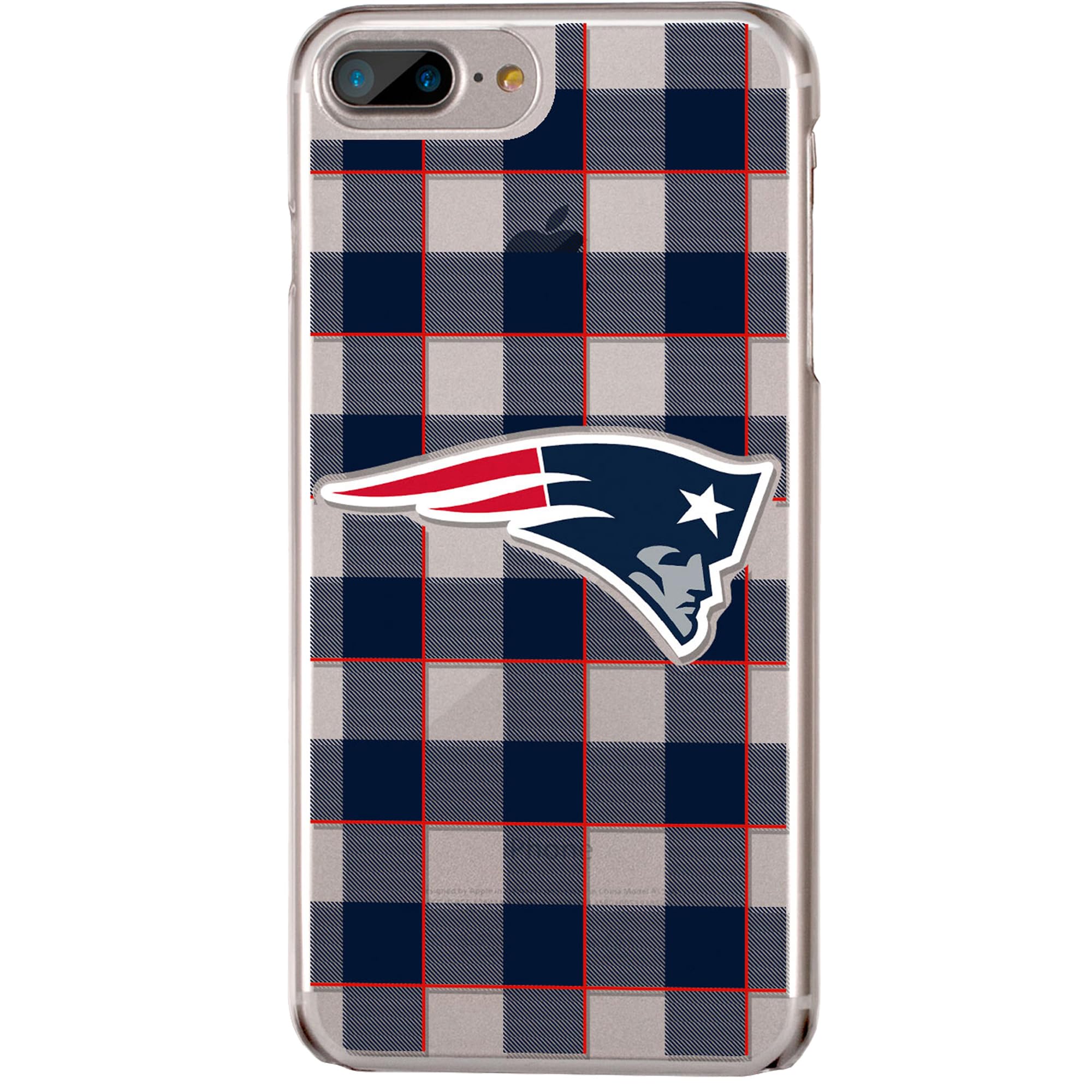 New England Patriots iPhone Clear Case with Plaid Design - Slim Protective Phone Cover for iPhone 13/14/15 Pro Max - Perfect for Football Games, Tailgating & Patriots Fan Gifts
